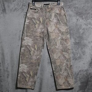 Primitive Pants Mens 28x27.5 Green Beige Camo Canvas Denim Carpenter Skateboard